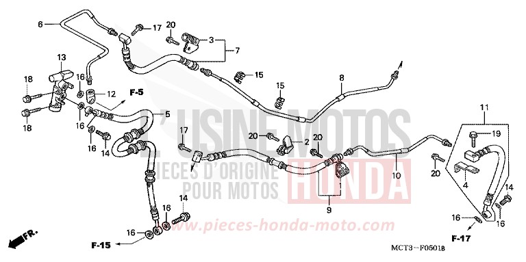 REAR BRAKE PIPE (FJS6001/2/D3/D4/D5) for Silver Wing PEARL GREAT BLUE (PB262) from 2002